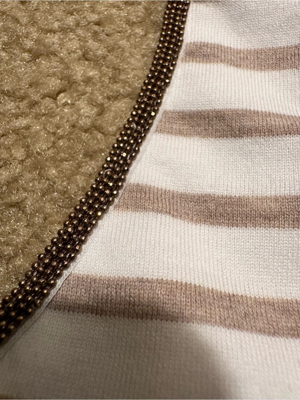 Brunello Cucinelli Cream & Taupe Striped Cotton Tank with Brunello Monili Trim - Picture 4 of 10